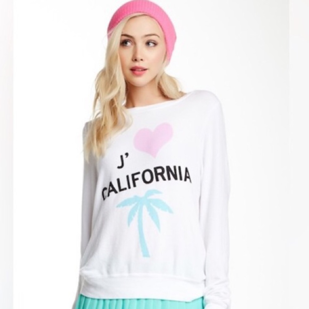 Wildfox J’Adore California Baggy Beach Jumper in White Size Large